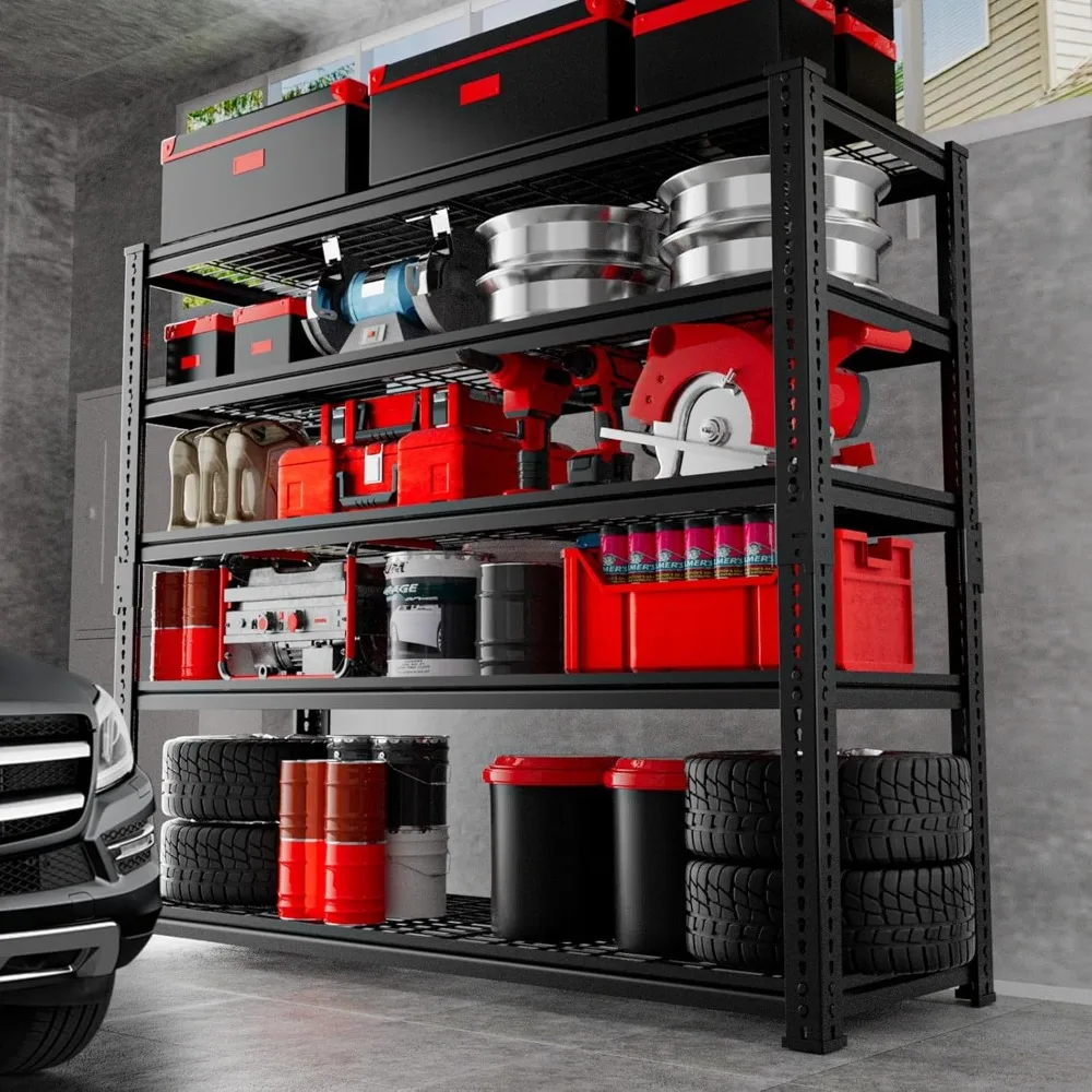 Storage Shelves, Garage Shelving Heavy Duty 2800 LBS Capacity, 48"L x 18"W x 72"H Adjustable Metal Shelving Organizer Wire Rack