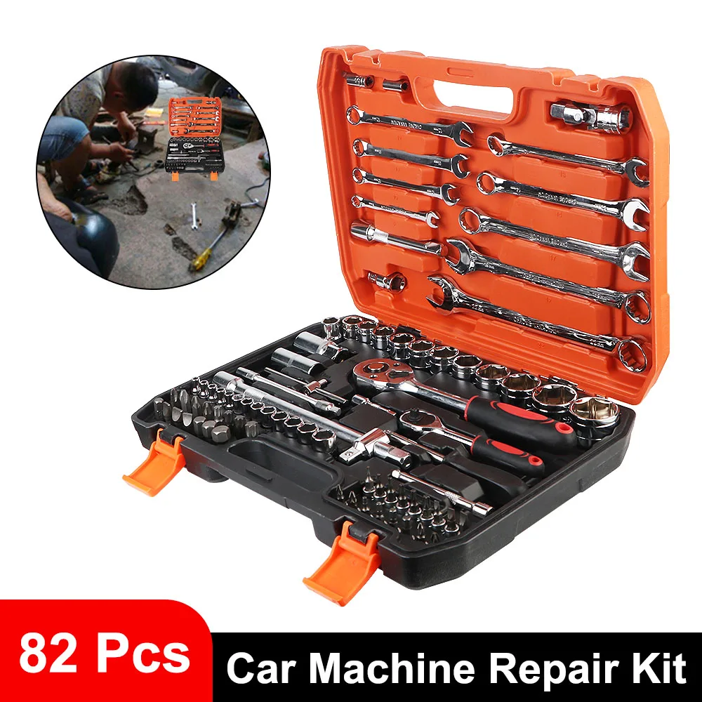 

82 Pcs/Set Hardware Tools Seal Driver Installer Machine Socket Wrench Wheel Bearing Car Repair Kit Remover Automotive Tools