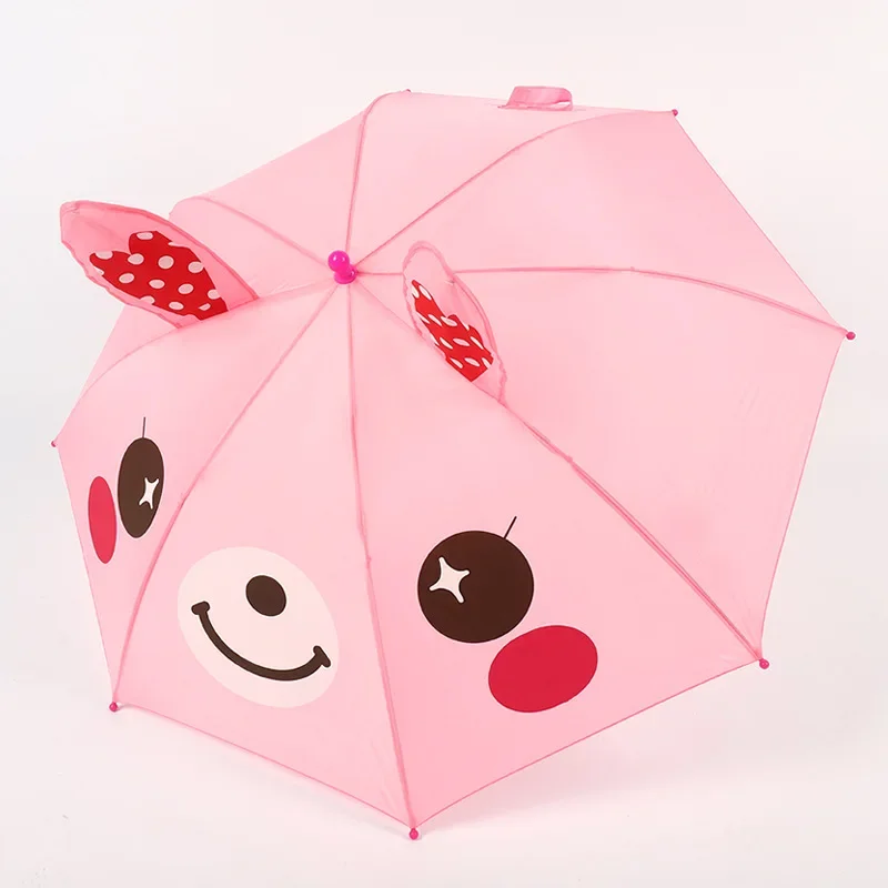 Cartoon 3D Children's Umbrella with Animal Ear Design, Adorable Kids Umbrella with Sun Protection Rainy Rabbit Frog Sea Monster