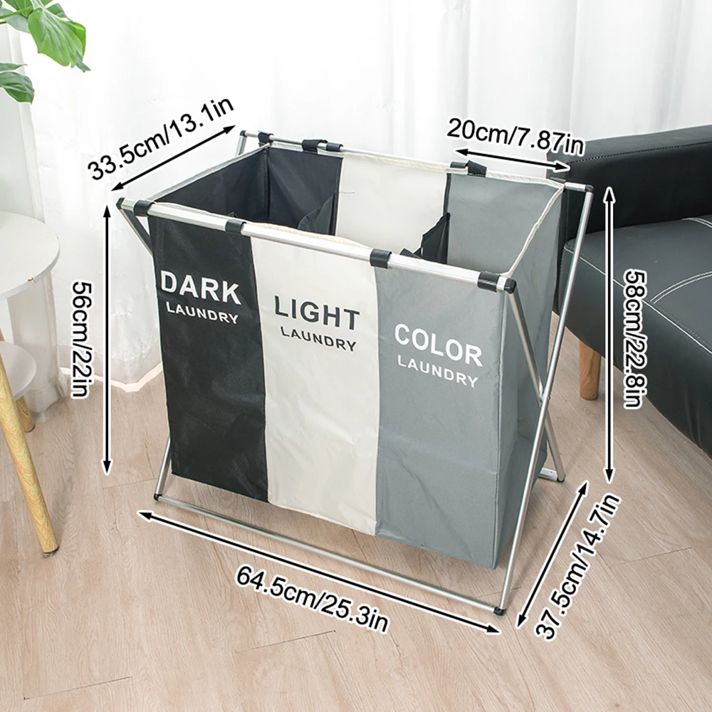 1PC Foldable Compartment Dirty Clothes Basket, Laundry Basket, Bathroom Storage Bucket, Miscellaneous Storage Basket image 5