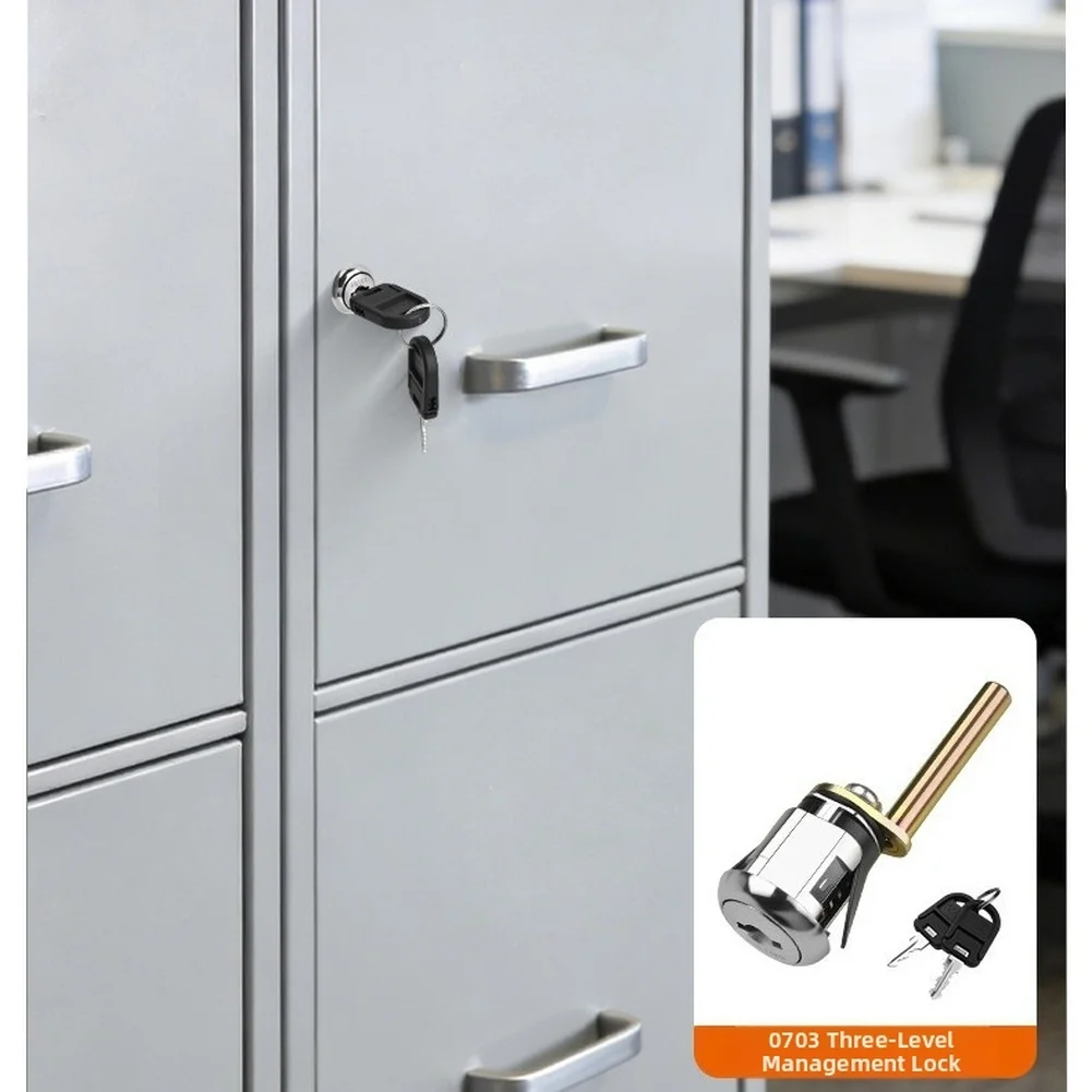 Triple Drawer Rotary Latch Lock Zinc Alloy for Filing Cabinets with 2 Keys Silver Multi Point Locking Mechanism