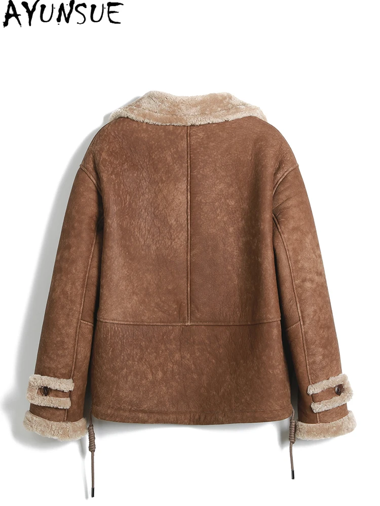 AYUNSUE 2025 Nuova Giacca in Shearling Donna 100% Lana Naturale Giubbotti per Donna Vestiti Giacca in Pelliccia di Agnello di Alta Qualità Abrigo Mujer