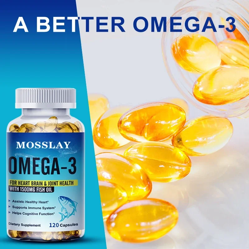 MOSSLAY Omega-3 Fish Oil Dietary Supplement - Includes EPA & DHA - 1500 mg per serving