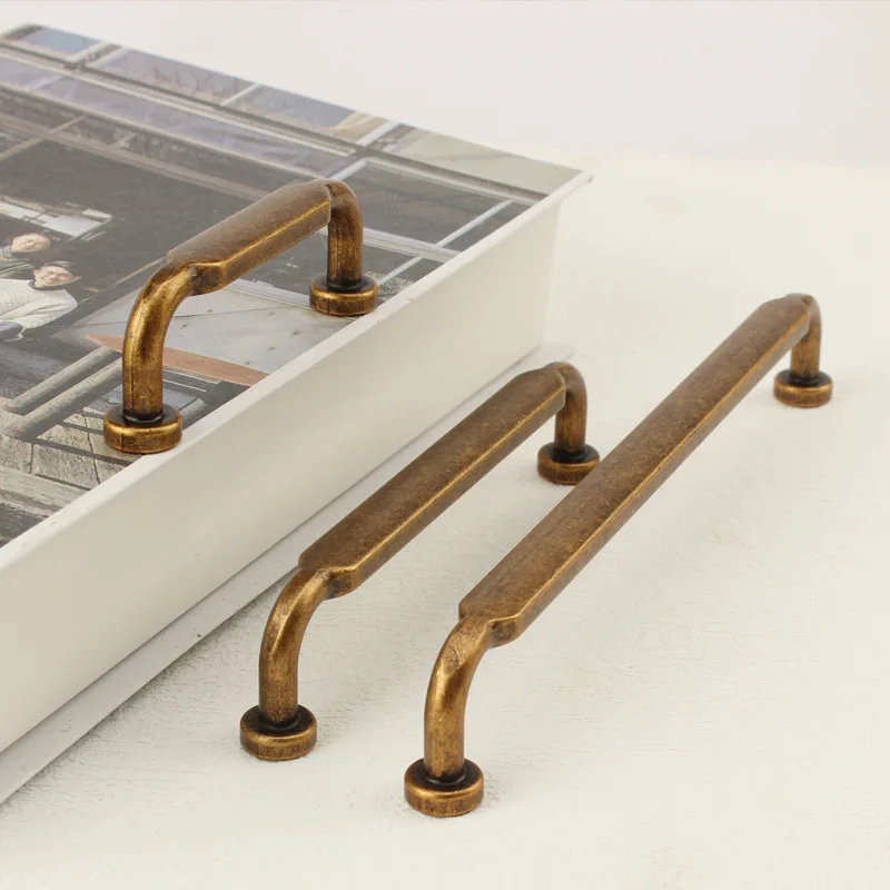 

Vintage Distressed American Bronze Dresser Handles Lapis Gold Copper Kitchen Cabinet Wardrobe Shoe Cabinet Pulls for Home Decor