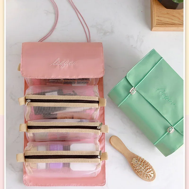 New Foldable Portable Travel Wash Storage Bags 4-in-1 Detachable Makeup Bag Household Large Capacity Zipper Mesh Cosmetics Pouch