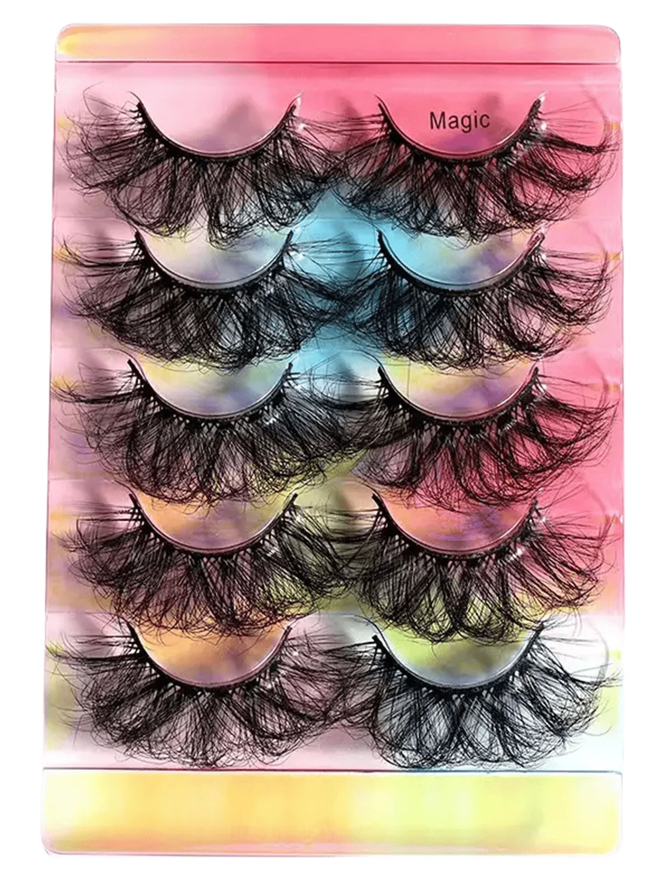 5 pairs of 6D eyelash set fluffy, colored false eyelashes, 8D multi-layer thick European and American DIY