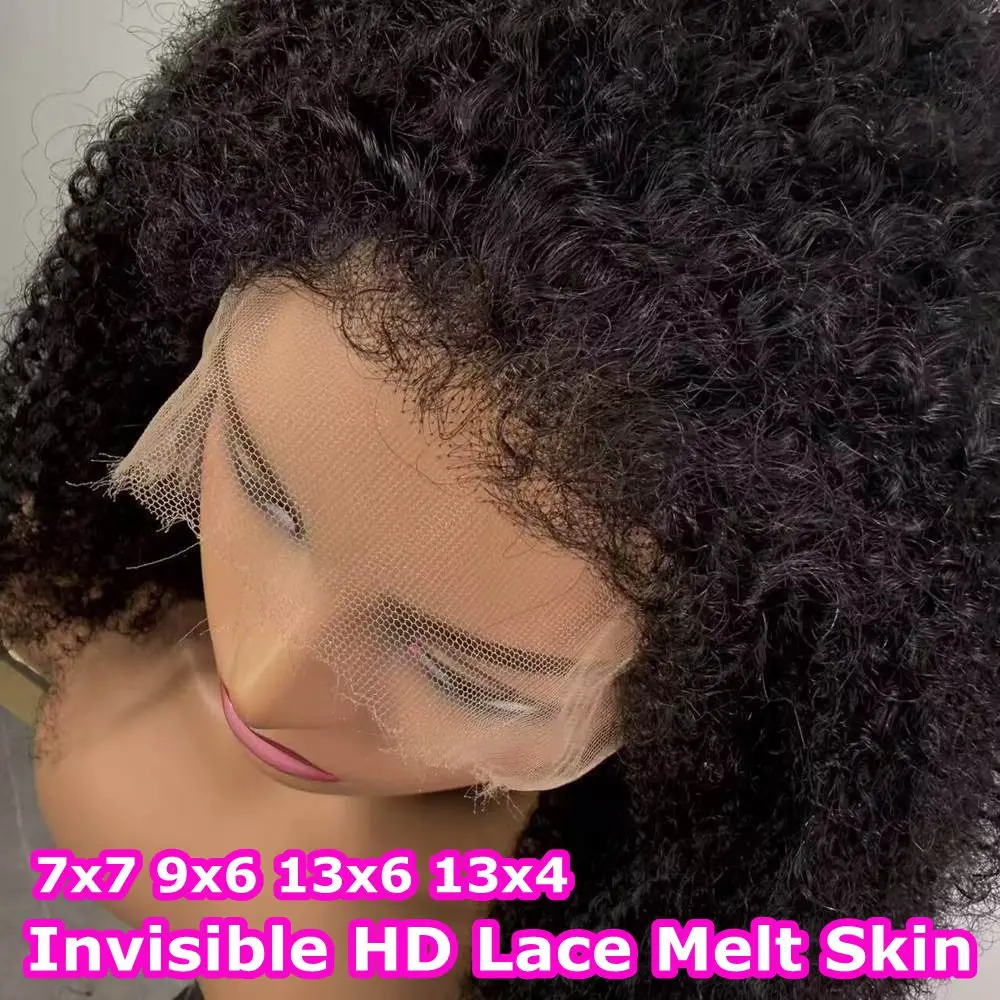 4C غريب حواف المنغولية الأفرو شعر مستعار شديد التجعد 13x6 HD الدانتيل أمامي خصلات الشعر المستعار الإنسان شعر الإنسان مجعد 5x5 HD الدانتيل إغلاق شعر مستعار #1