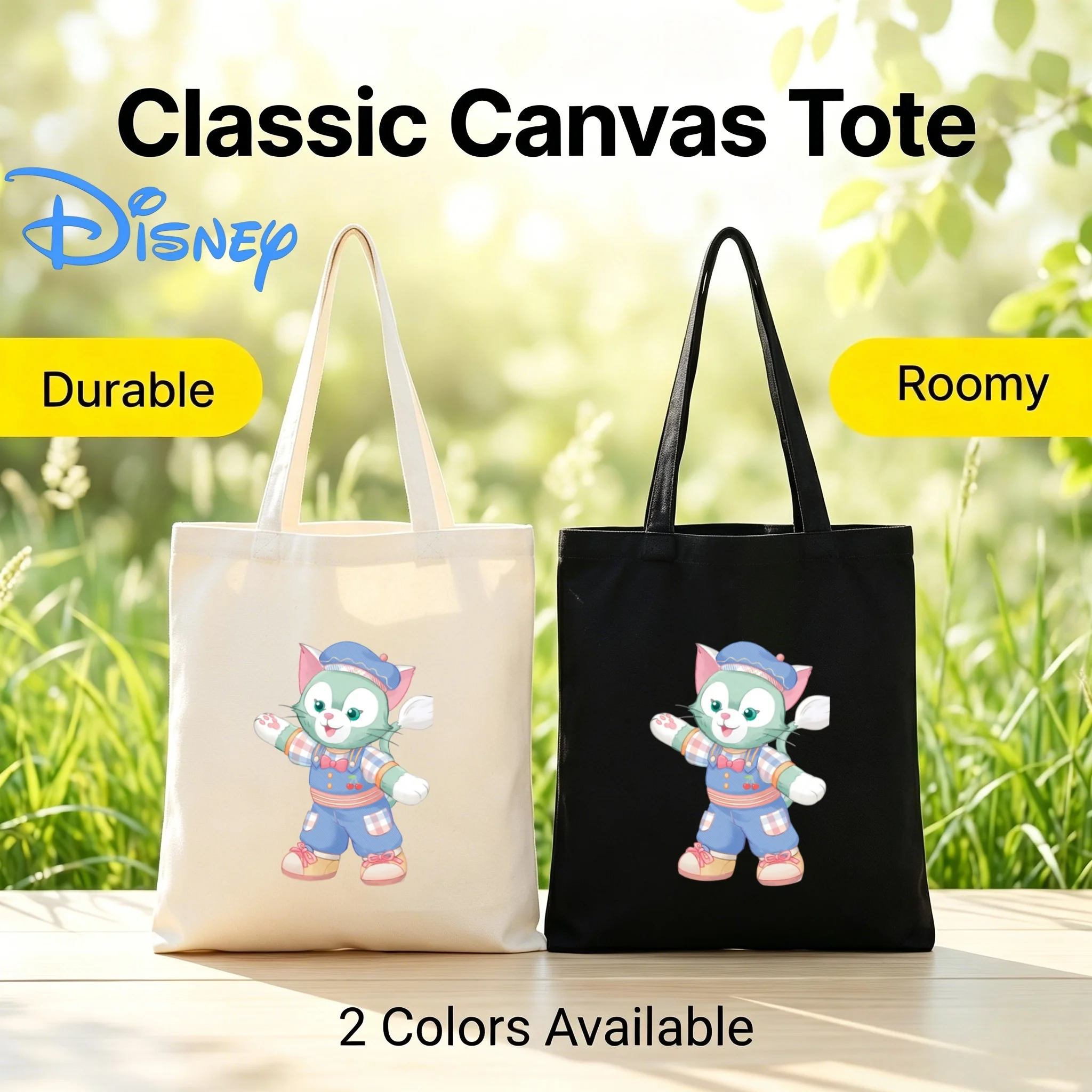 

1PC Disney Duffy and Friends Gelatoni in Cute Overalls Print Double-Sided Canvas Shoulder Bag Eco Handbag