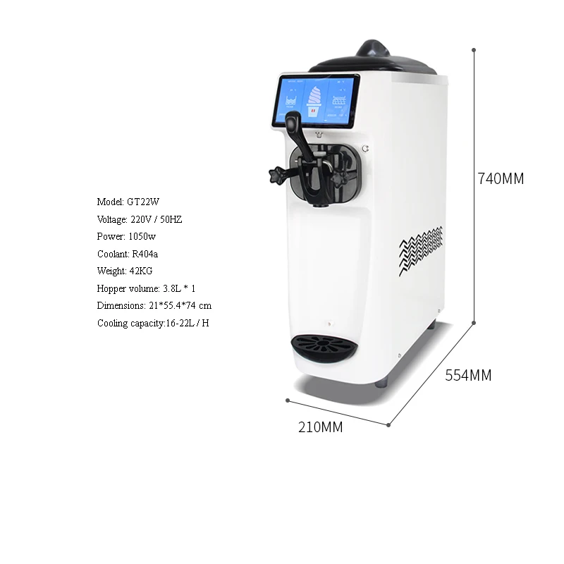 Soft Ice Cream Machine For Commercial Rapid Cooling English Operating System Single Head Desktop Vending