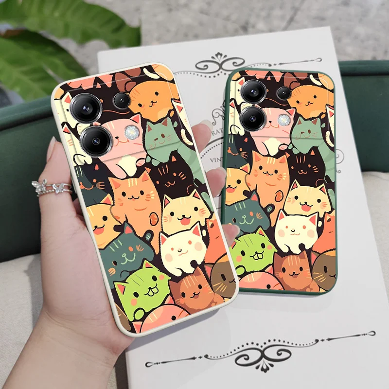 Colorful Cats Phone Case For Xiaomi Poco F7 X7 X6 F6 M6 M5 M5S F5 X5 F4 X4 M4 F3 M3 X3 Pro 4G 5G Ultra GT Silicone Cover