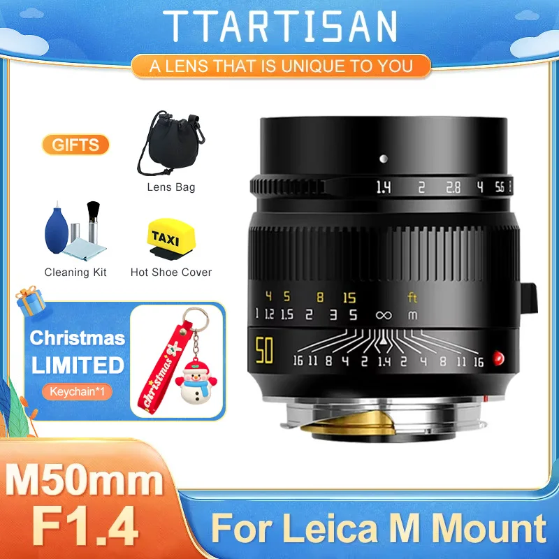 TTArtisan 50mm F1.4 ASPH Full Frame Manual Focus Fixed Lens for Leica M-Mount Cameras Like M240 M3 M6 M7 M8 M9 M9p M10 Vintage