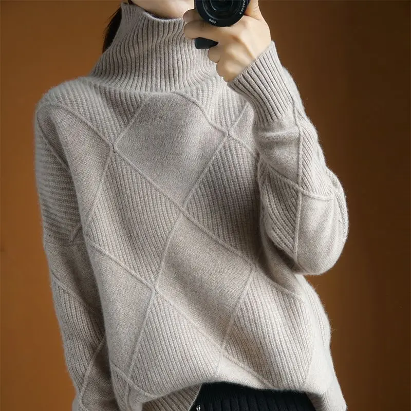 Autumn Winter Women Sweater Korean Fashion Warm Bottoming Shirts Turtleneck Basic Knitwear Solid Long Sleeve Pullovers Tops