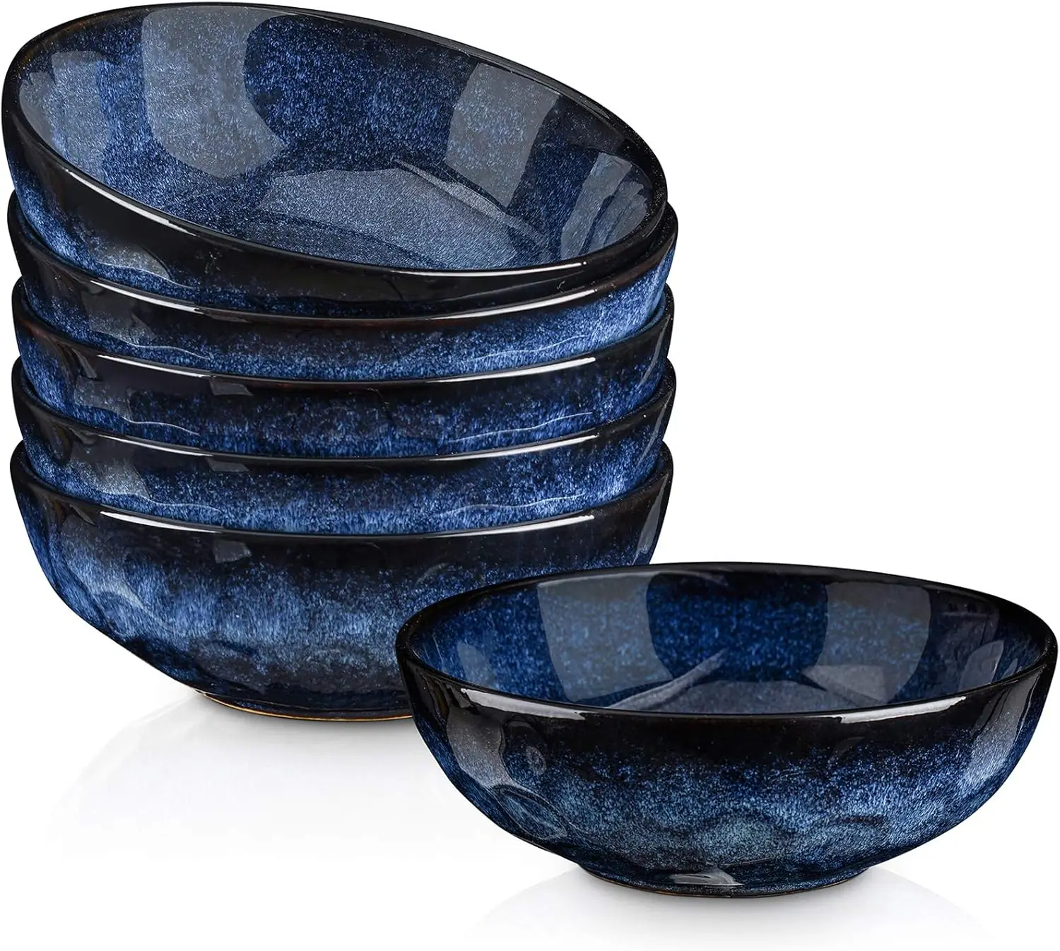 

Ceramic Salad Bowls Set of 6, 32 Ounce Soup Pasta Bowls, Chip Resistant Dishwasher Microwave Safe Blue