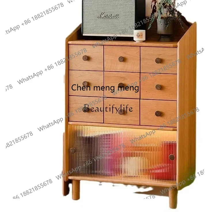 

New Arrivals New styleAll solid wood living room cherry wood wall drawer locker bedroom storage cabinetss 7304