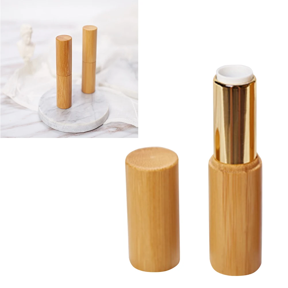 

Bamboo Lipstick Tubes Balm Holder Cap Travel Container Applicator DIY Empty Containers Fashion Durable Polypropylene Push