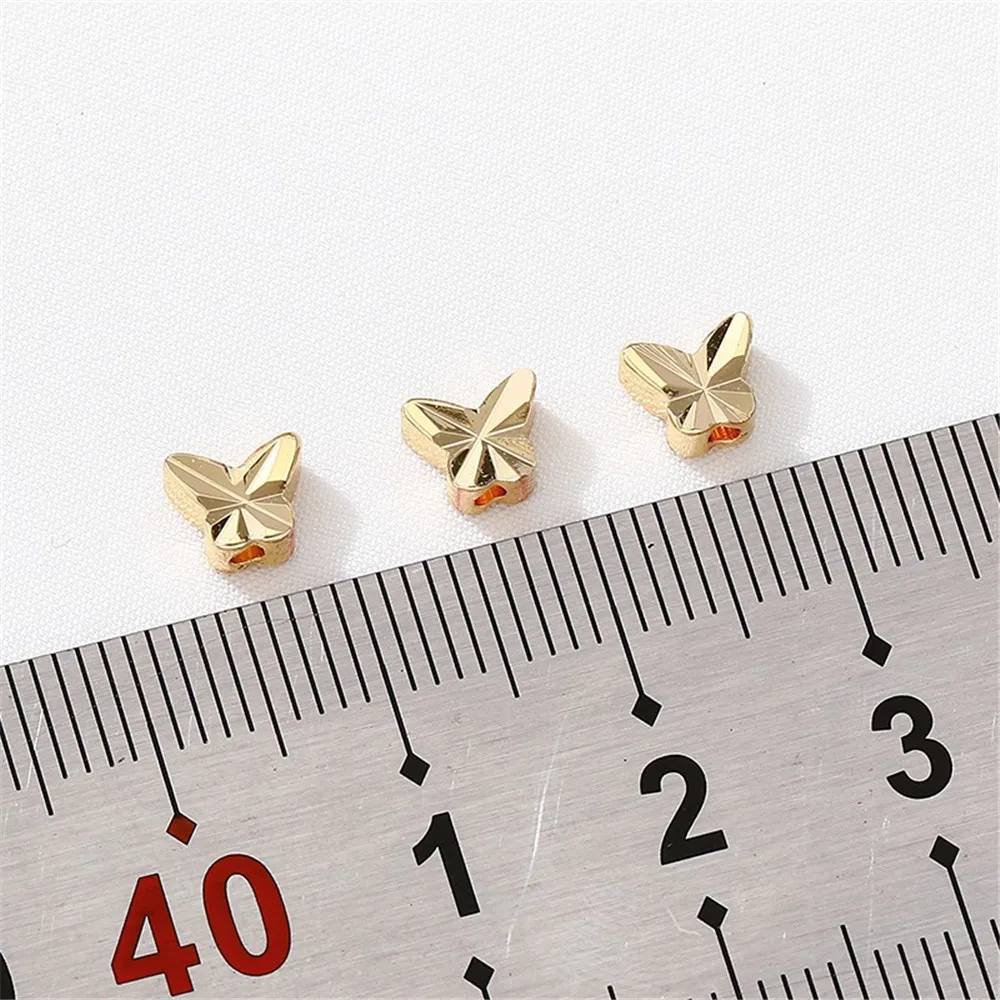 14K Gold Double Cut Butterfly Shaped Bead DIY Handmade Bead Bracelet Necklace Jewelry Material Accessories