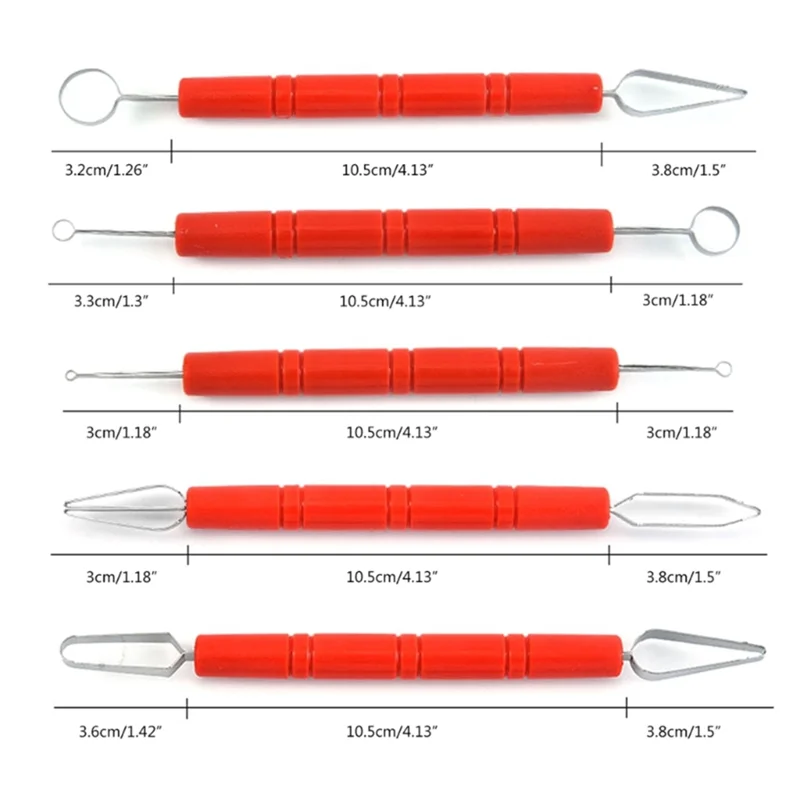 Aço inoxidável Pottery Tools Set, Polymer Clay Modeling Tools, Wax Carving Tools, 5 pcs