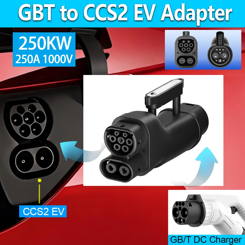 EV Car Adapter GBT To CCS2 DC 250KW Fast Charging Converter GB/T to CCS Combo 2 For EU Standard CCS 2 Socket Connectors Charger view 2