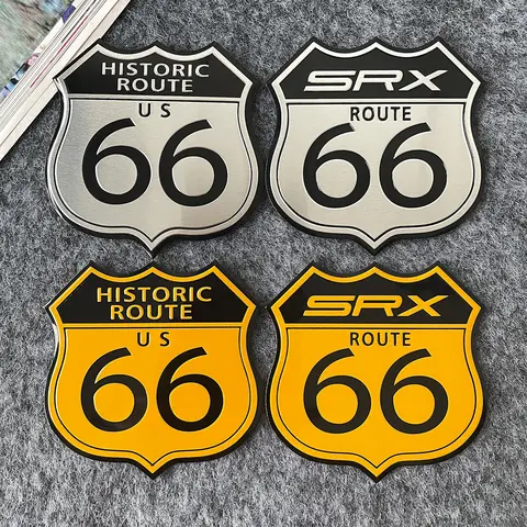 3D Motorcycle HISTORIC ROUTE 66 ROAD Embleem Badge SRX Sticker Decals Retro Style Motorcycle Body Fuel Tank Cap Decals