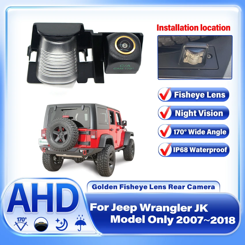 

170 Degree 1920x1080P HD AHD CCD Car Vehicle Rear View Reverse waterproof Camera For Jeep Wrangler JK Model Only 2007~2018