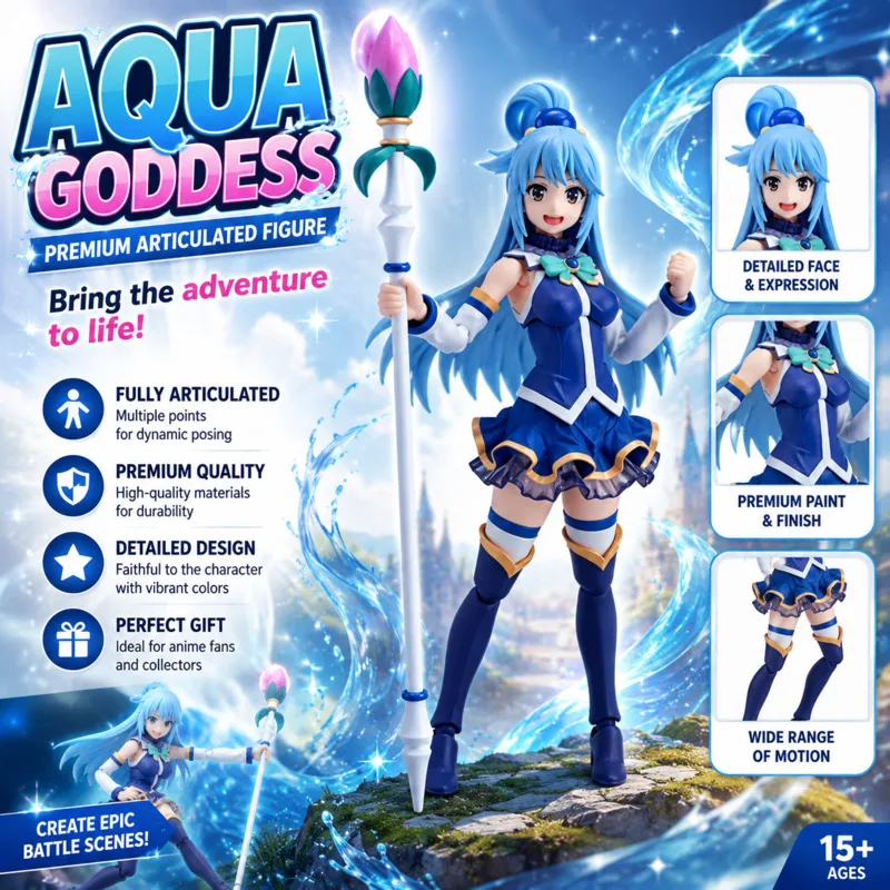 

Aqua Konosuba Multi-jointed Articulated Exquisite Detail Anime Action Figure For Collection Room Decoration Birthday Gift New
