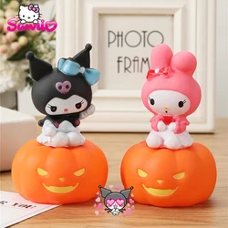 Anime Sanrio Halloween Pumpkin Night Light Series Kuromi My Melody Cake Decor Model Doll giocattoli per bambini lampada da comodino regali di compleanno