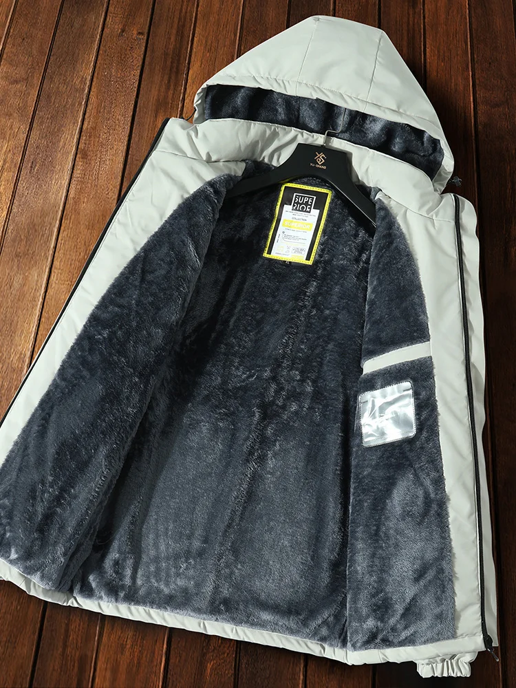 Men's Jacket Casual Outdoor Waterproof Mountaineering Camping Fishing Tooling Jacket Lining Fleece-lined Thickened Winter Coat