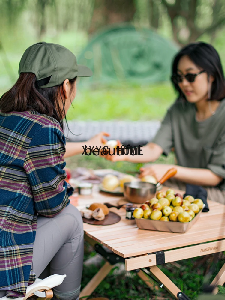 Naturehike Camping Folding Egg Roll Table Outdoor Home Self-Driving Tour Wooden Barbecue Picnic