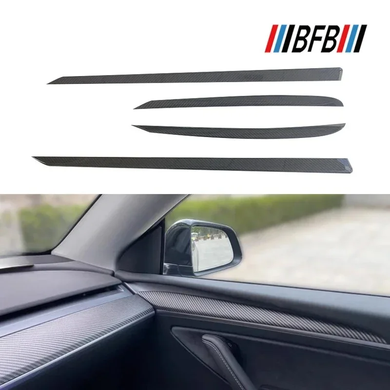 

For Tesla Model X S 22 Real Dry carbon fiber upholstery dashboard door trim central control gear modification Accessories