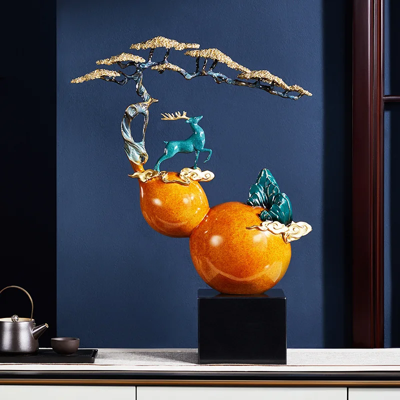 

New Chinese style lucky welcome pine Fulu gourd, front desk decoration ornament of the entrance company, large opening