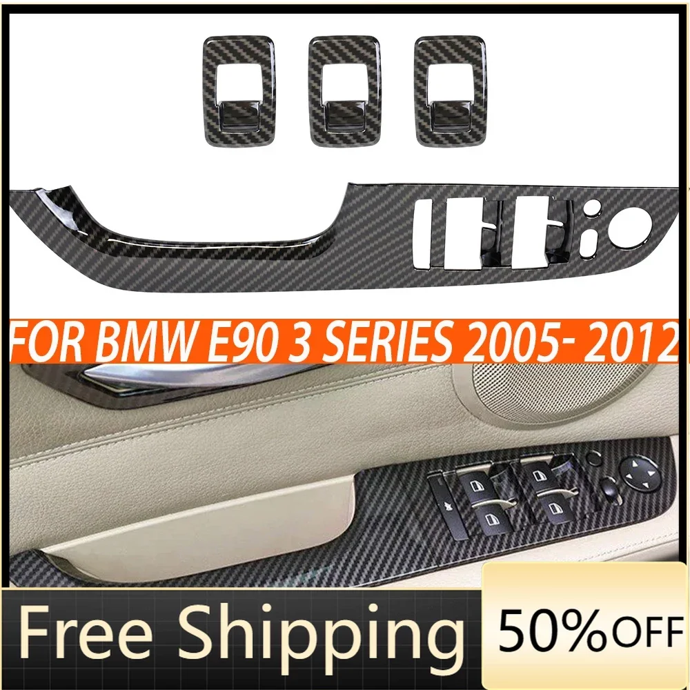 

4pcs LHD ABS glass lift Panel switch Button Cover frame trim for bmw e90 3 Series car interior trim accessories 2005-2012