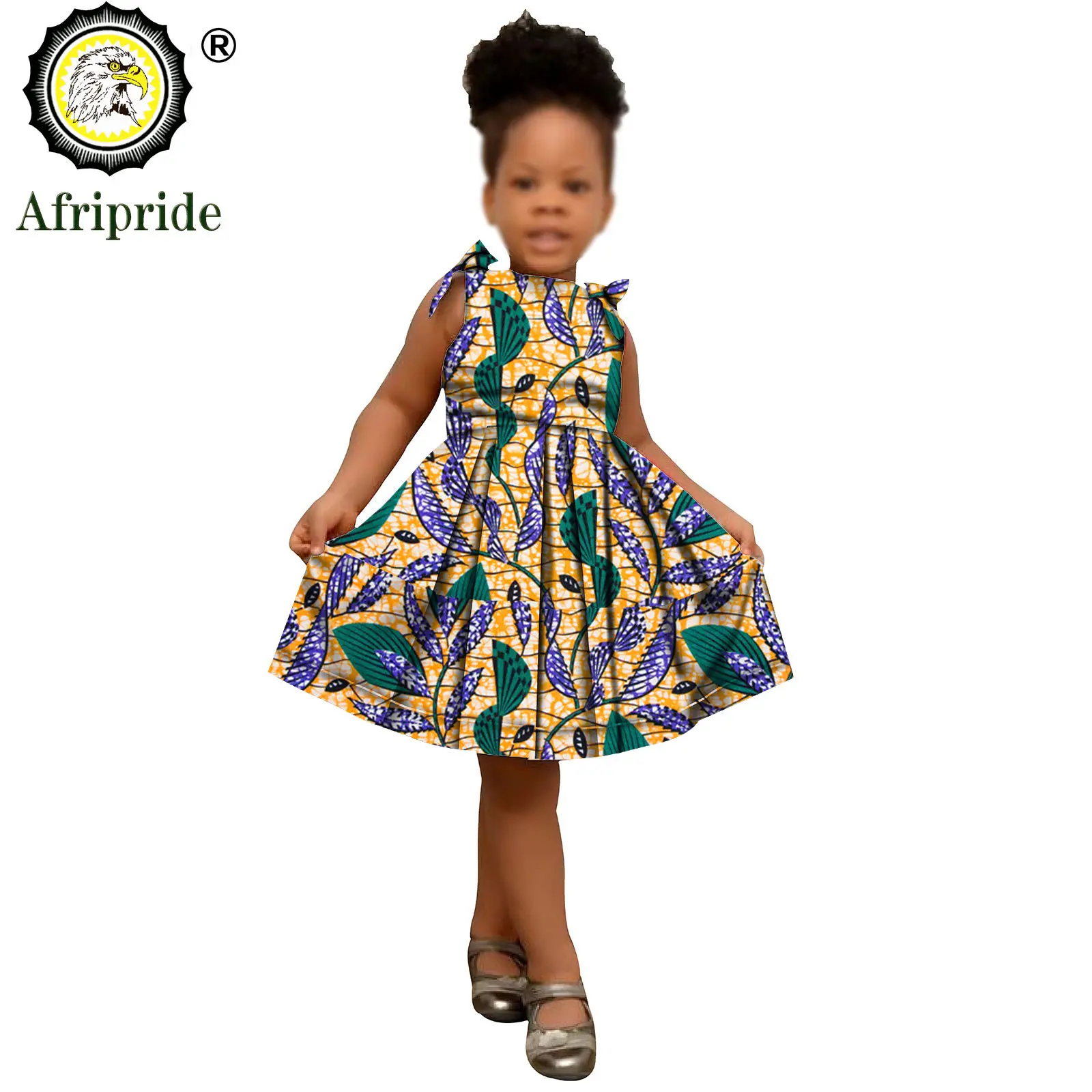 2024 African Children Clothing Kids Dashiki Ankara Print Dresses Sleeveless Lovely Mini Dress for Girl AFRIPRIDE S1940005