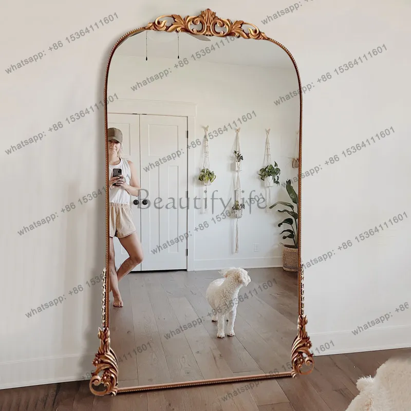 

French retro wall-mounted full-length mirror floor-to-ceiling cloakroom trial home bedroom floor-to-ceiling oversized mirror