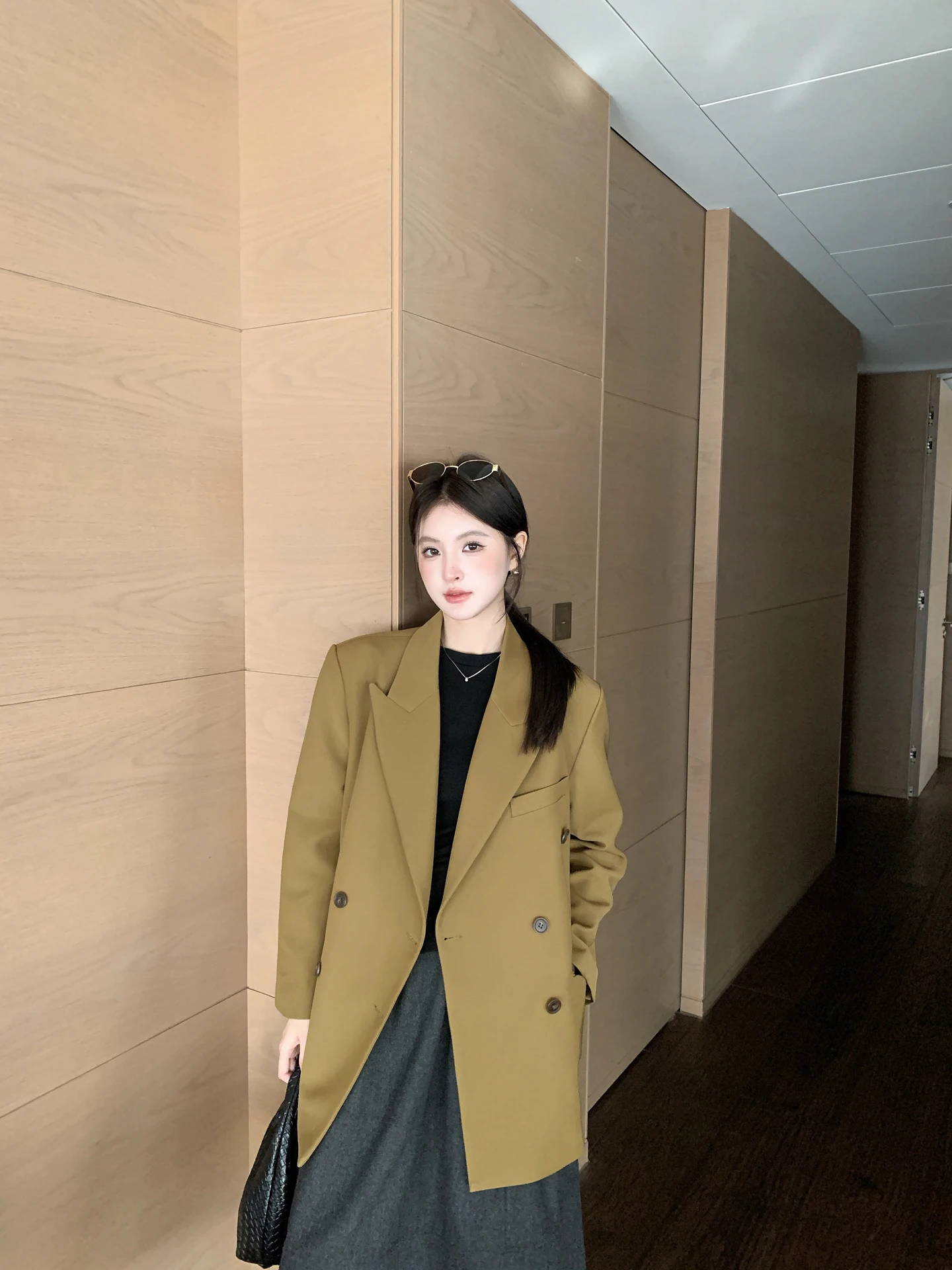 Traje Retro WTT para Mujer, Chaqueta Casual de Manga Larga con Cuello Solapa, Prenda Exterior de Fibra de Poliéster, Ideal para el Trabajo