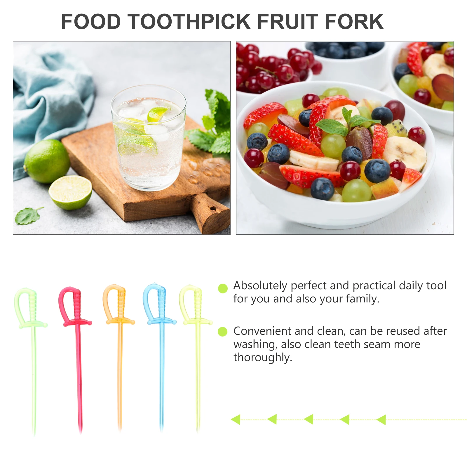 

600pcs Fruit Fork Toothpicks Plastic Reusable Teeth Cleaning Tools Party Appetizers Picks Cocktail Picks for Food Decoration
