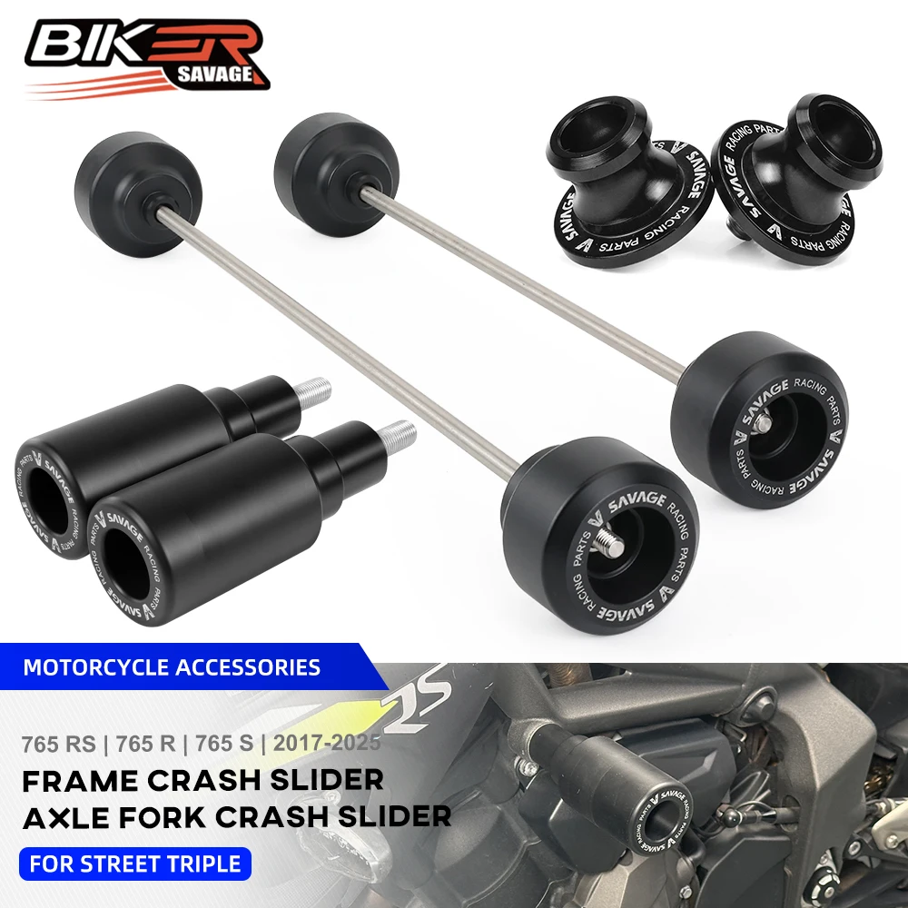 765RS Frame Slider Crash Protector For Street Triple 765 RS 765R 765 S 2017-2025 Wheel Hub Anti-Collision Swingarm Spools Slider