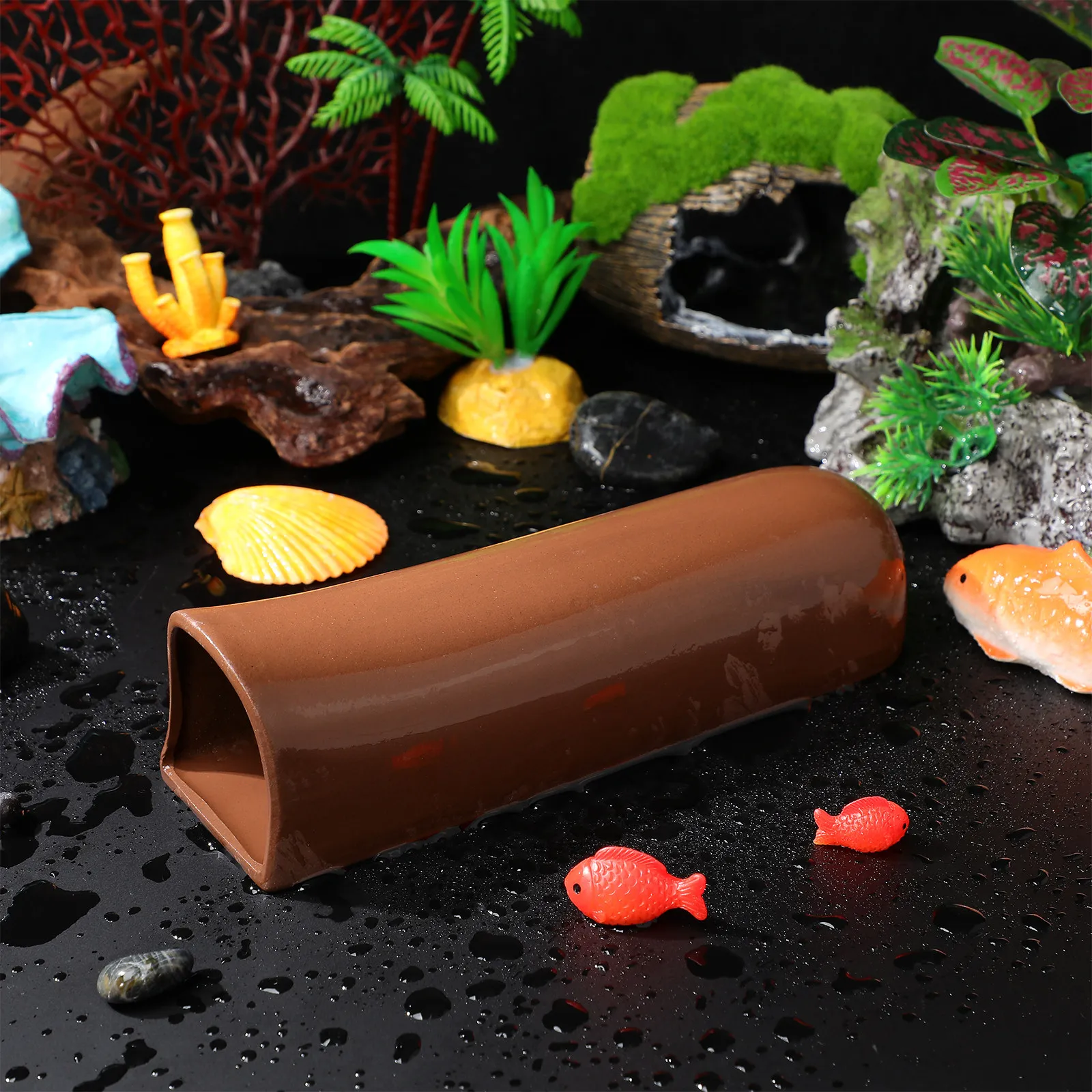 Tunnel en céramique pour aquarium, abri et grotte pour poissons et crevettes, habitat sûr pour eau douce et eau salée, décoration de l'aquarium, cachette pour poissons