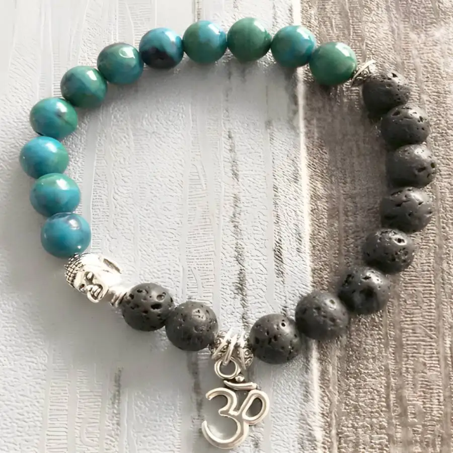 

8mm Lava Stone Buddhist Bead Bracelet Buddhist Men's Bohemian Zen Chaplet Mala Natural stone Japa Chakra Bodhi Stone Yoga