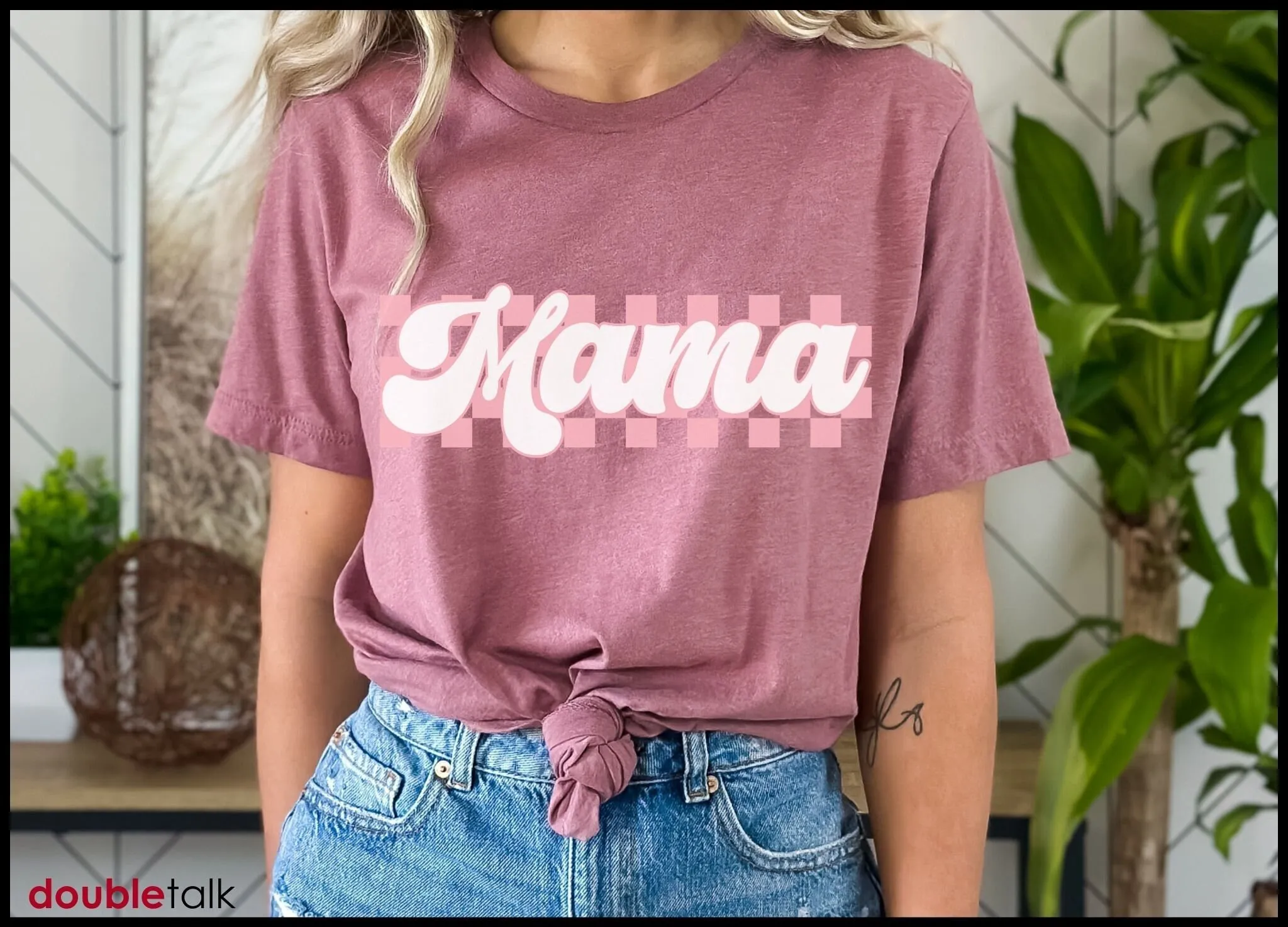 

Клетчатая футболка Mama в стиле ретро, милая футболка для мамы на день матери