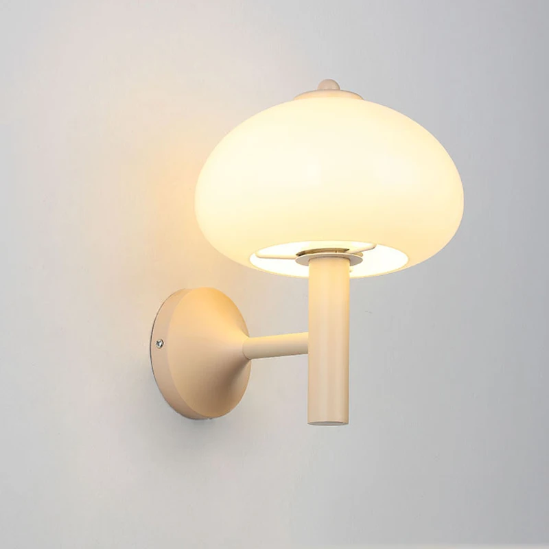 

Modern Wall Lamp Vintage Cream Mushroom Glass Wall Light for Home Study Aisle Bedroom Bedside Led Wall Sconce Living Room Decor