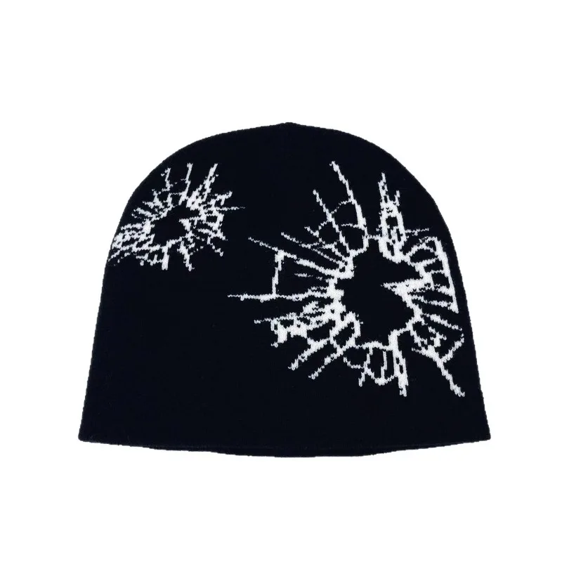 Gorro acrílico con diseño de araña gótica Y2K, gorros cálidos de invierno con calavera, gorros informales para hombre, gorro para la cabeza al aire libre, traje de otoño negro y gris