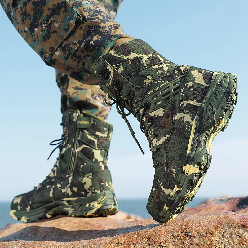 

High Quality Men's Outdoor Boots Camouflage Hunting Man Trekking Boot Anti-slip Waterproof Boots Men botas senderismo hombre