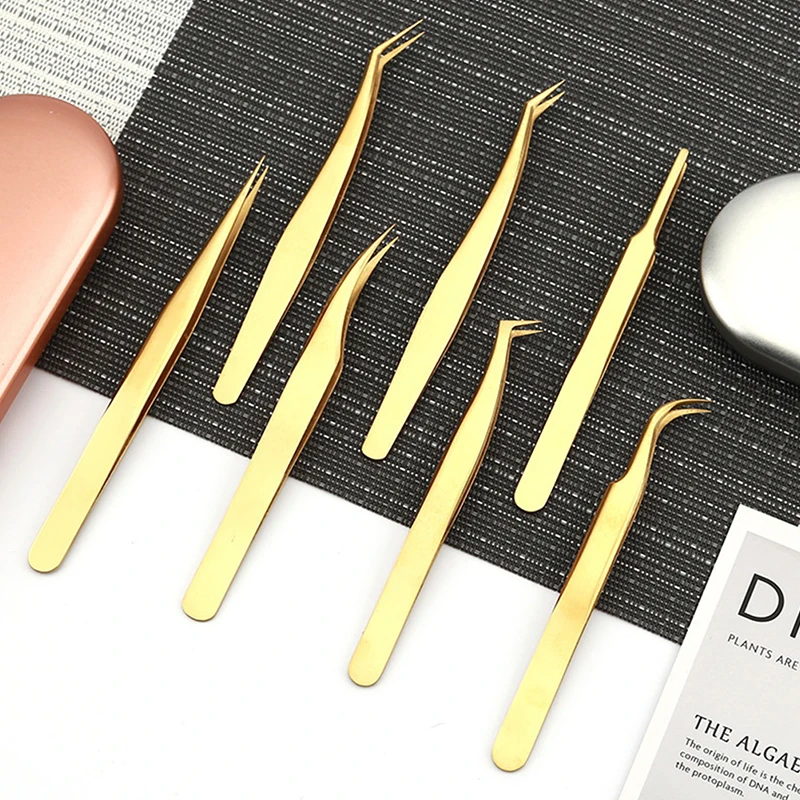 1Pcs Eyelashes Tweezers Stainless Steel Straight And Curved Tweezers High Precision Anti-static Tweezers For Eyelash Extensions