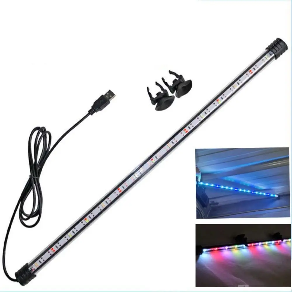 Waterproof USB Aquarium Light Bright Glass Tube Underwater Fish Tank Light Multicolor/Blue white Lighting Submersible Lamp