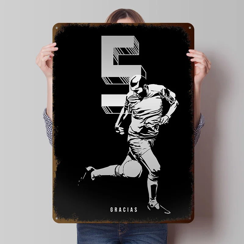 Zinedin Zizou Zidane التوضيح صفيح ملصق مخصص جدار الفن خمر علامات معدنية ريترو القصدير اللوحة لتزيين الألعاب #1