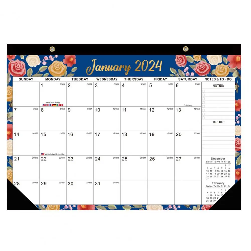 2024 Calendar Yearly Planner 2024 Wall Calendars with Lanyard Durable Monthly Planners To-do Lists New Year for Organization