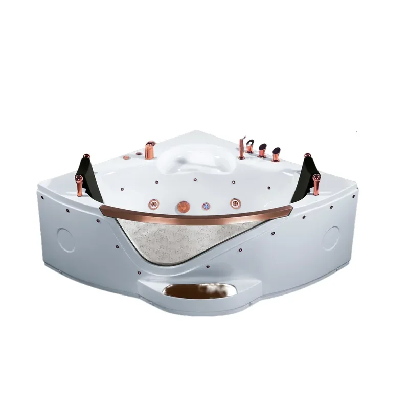 Double Person Freestanding Acrylic Whirlpool Bathtub with Thermostatic Heater Bubble Massage Spa Tub for Hotel Bathroom