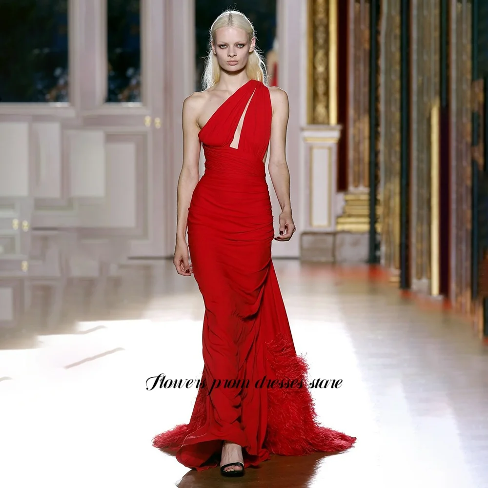 

Flowers Mermaid Prom Dress One Shoulder Evening Dress Tassel Formal Occasion Dresses for Women Party Dress vestidos de fiesta