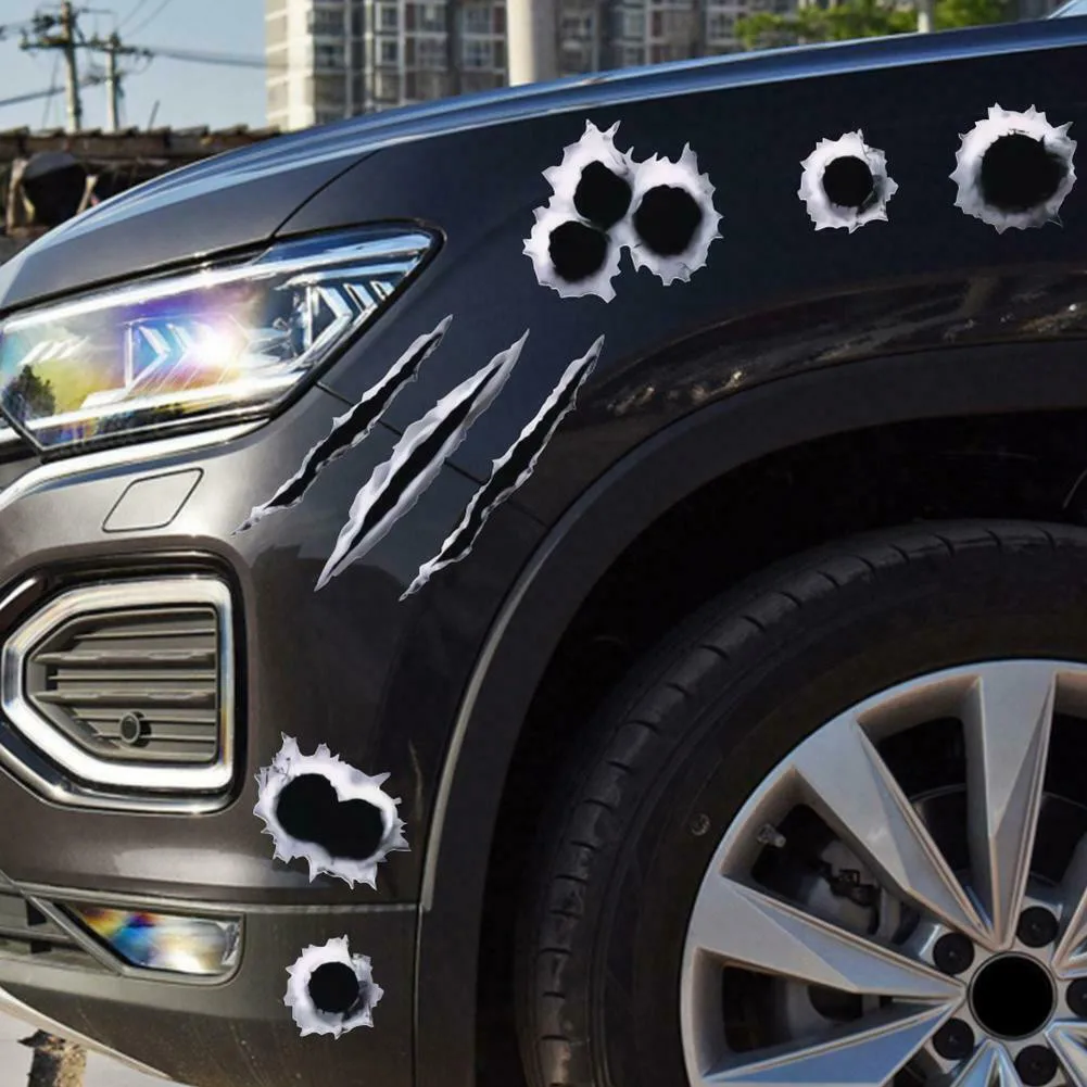 Car Stickers Realistic 3D Hole Design Funny Decals for Auto Motorcycle Scratch Practical Material  Car Stickers