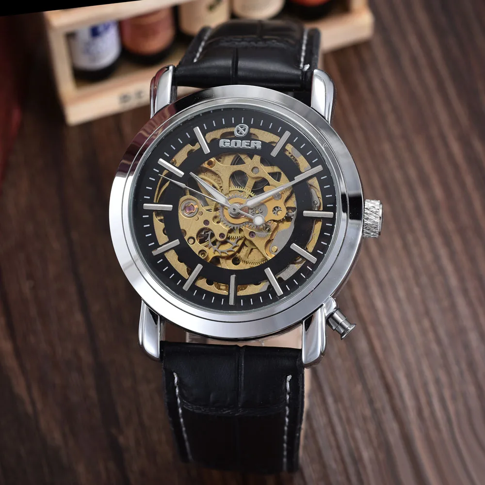 

Fashion Unique Men's Watches Luxury Gold Skeleton Watches Men Automatic Mechanical Wristwatches Male Clock Rear Cover Flip Goer